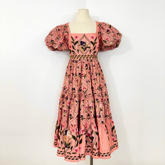 Agua By Agua Bendita Alga Pacifico Embroidered Midi Dress M - Picture 2 of 15